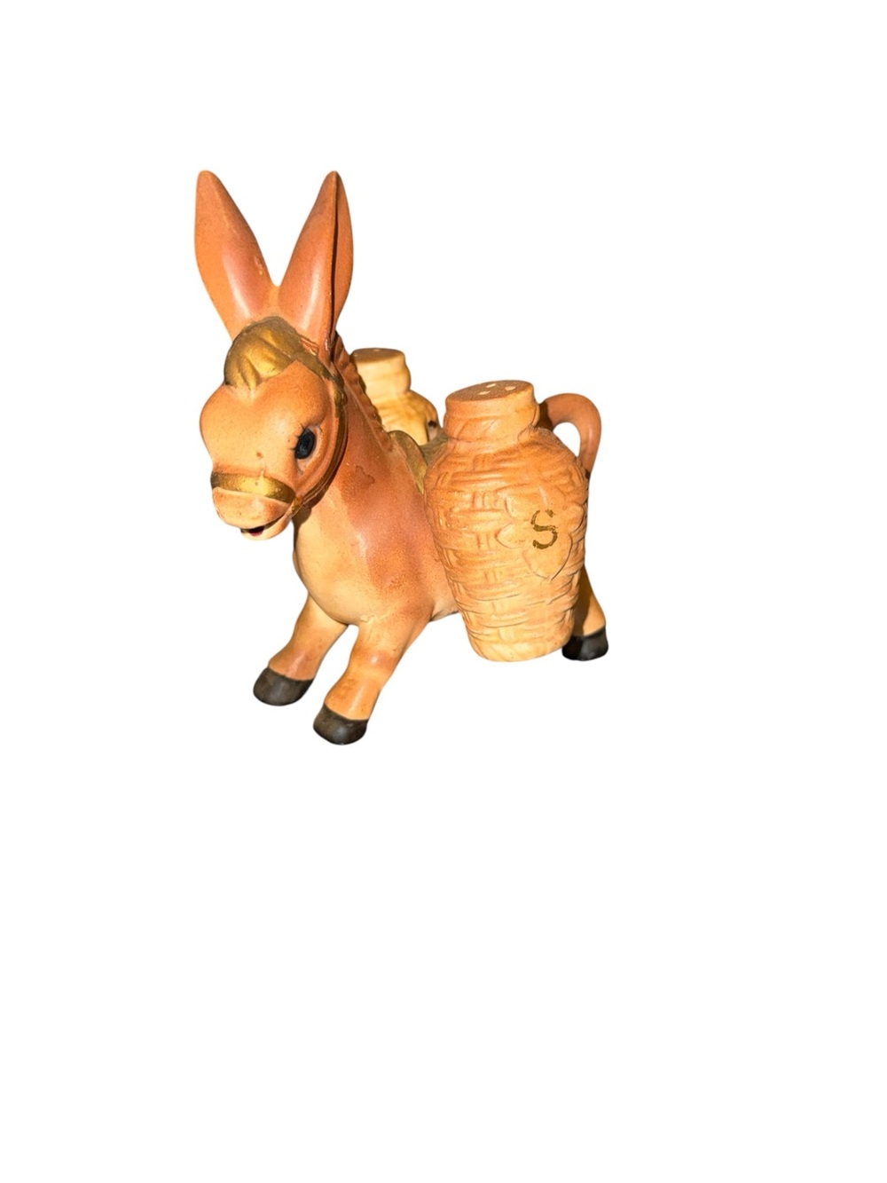 Vintage brown donkey with salt and pepper